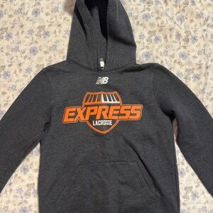 New Balance Gray Hoodie with Orange Logo